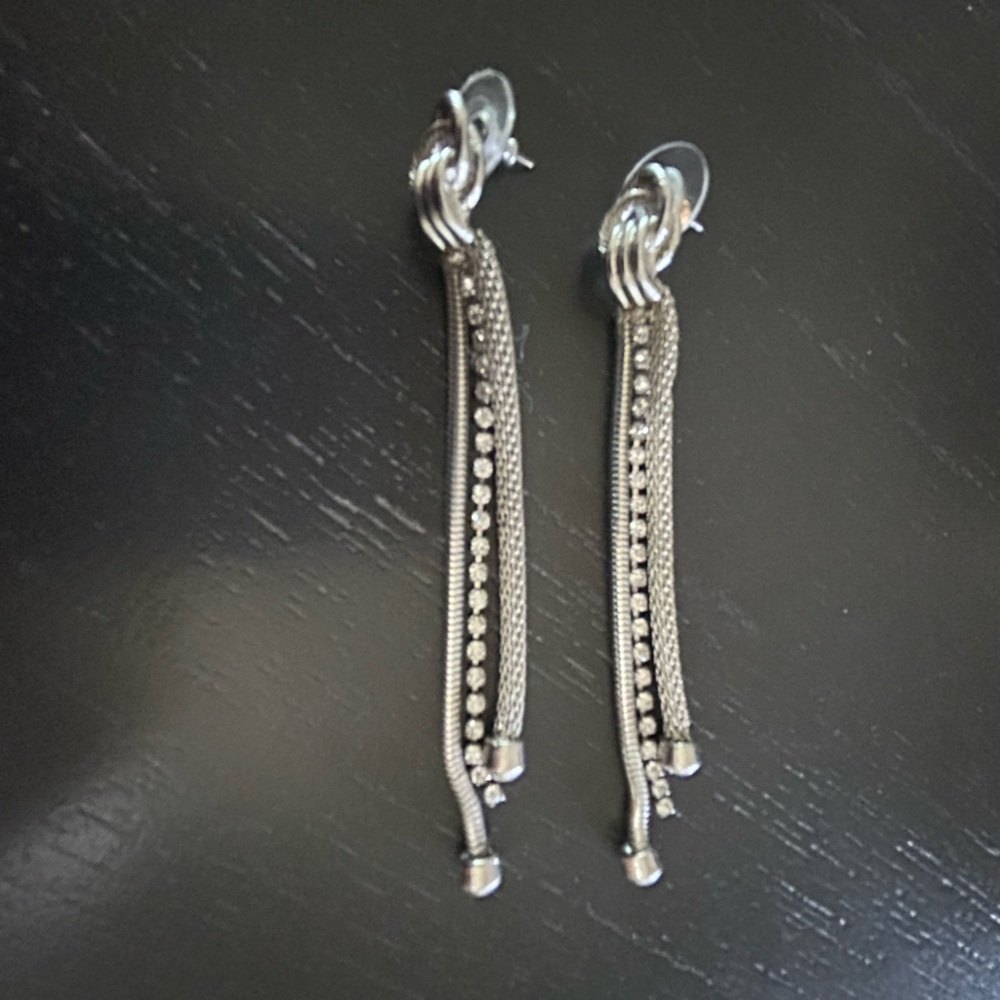 Silver pierced hanging earrings. Lightweight and elegant